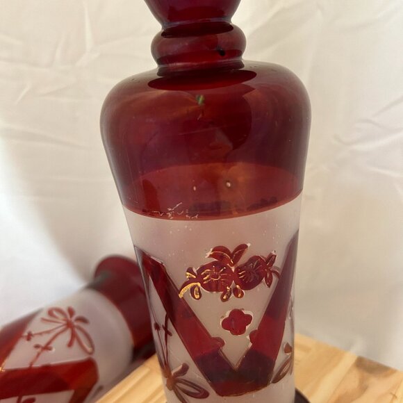 Czech Red Glass Vases - Picture 4 of 9